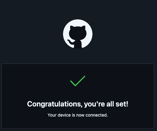 Congratulations! You have successfully connected to GitHub Copilot!